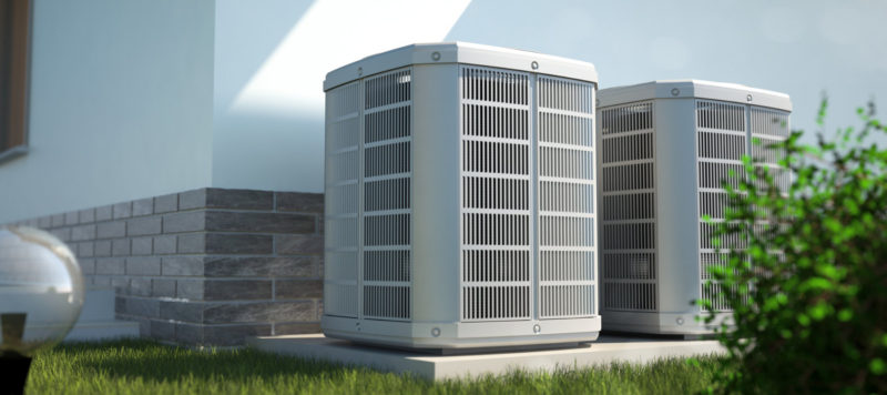 heat pumps positioned outside of home