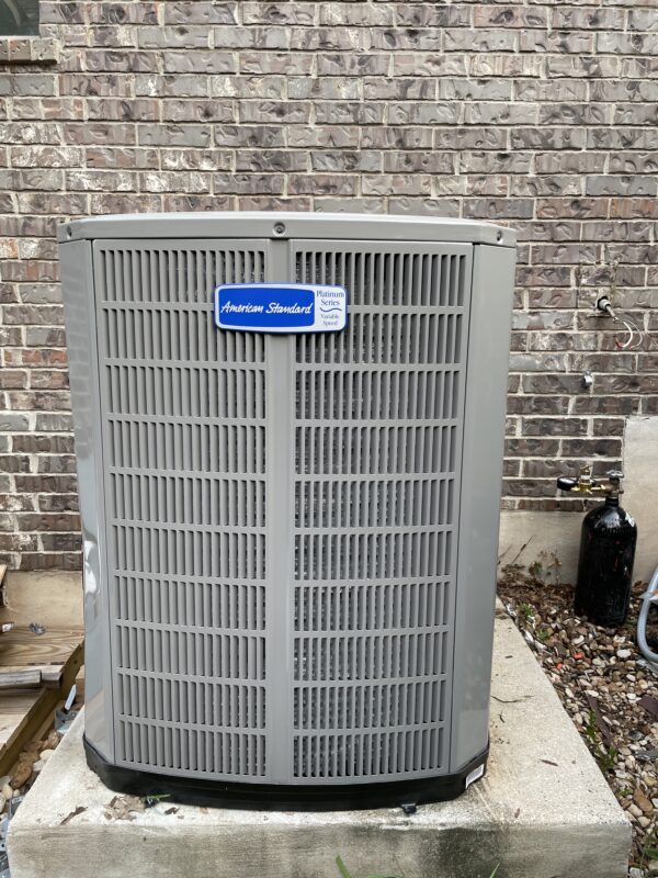 closeup of outdoor american standard hvac unit